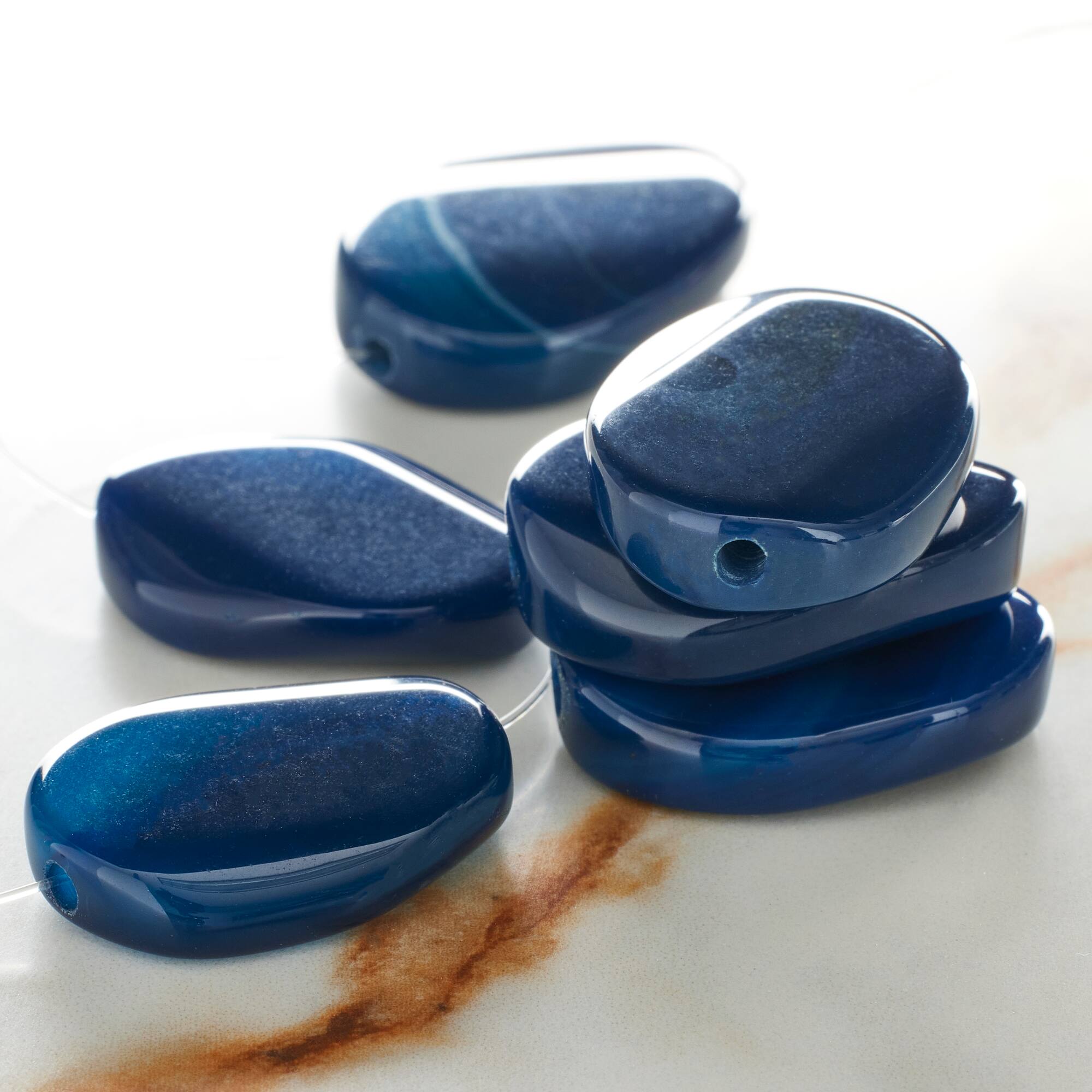 Blue Agate Slice Beads By Bead Landing™